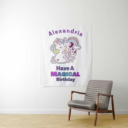 Schattig Eenhoorn Heeft Een Magische Verjaardag Wandkleed (In situ)