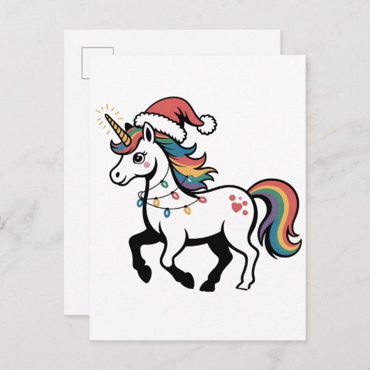 Schattig eenhoorn hert rendier kerstlichtjes grapp uitnodiging briefkaart (Voorkant / Achterkant)