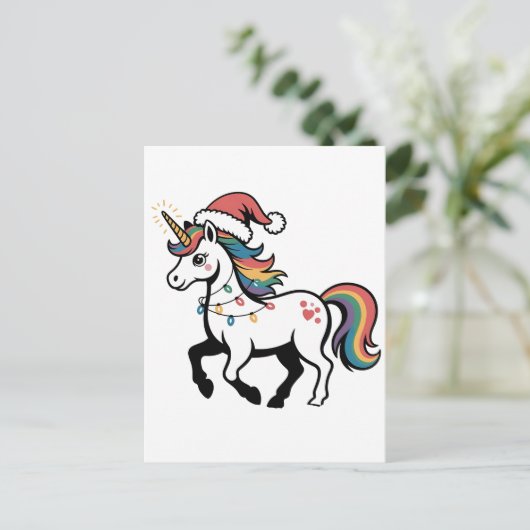 Schattig eenhoorn hert rendier kerstlichtjes grapp uitnodiging briefkaart (Staand voorkant)