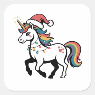 Schattig Eenhoorn Hert Rendier Kerstlichtjes Grapp Vierkante Sticker