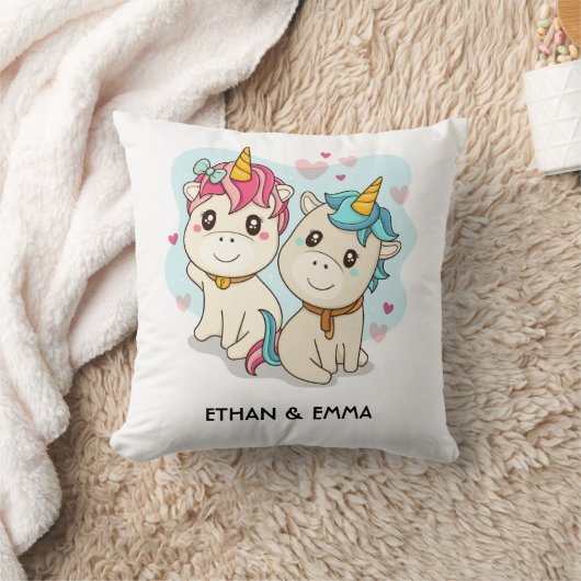 Schattig Eenhoorn Koppel Gepersonaliseerde Valenti Kussen (Deken)