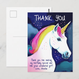Schattig Eenhoorn Magische Sterren Meisje Verjaard Briefkaart