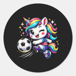 Schattig eenhoorn meisje speelt voetbal ronde sticker