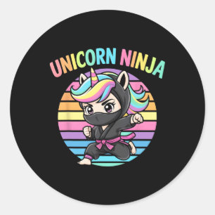 Schattig Eenhoorn Ninja Meisje Schattig Peuterspee Ronde Sticker