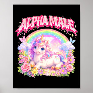 Schattig eenhoorn regenboog bloemig grappig voor m poster