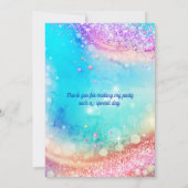 Schattig eenhoorn roze aqua iriserende glitters me bedankkaart (Achterkant)