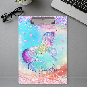 Schattig eenhoorn roze Glitter regenboog aqua mono Klembord