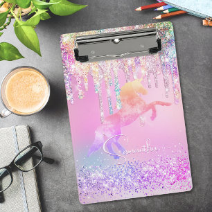 Schattig eenhoorn roze Glitter regenboog Drips mon Mini Klembord
