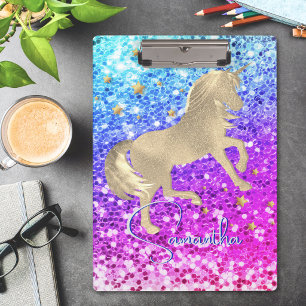 Schattig eenhoorn roze Glitter regenboog gouden mo Klembord