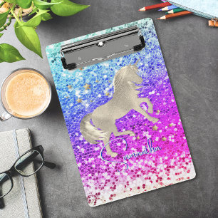Schattig eenhoorn roze Glitter regenboog gouden mo Mini Klembord