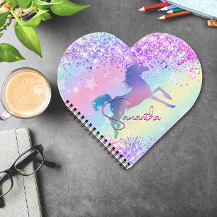 Schattig eenhoorn roze Glitter regenboog kunst mon Notitieboek