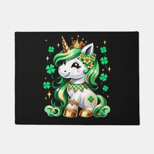 Schattig Eenhoorn Shamrock St. Patrick's Dag Deurmat (Voorkant)