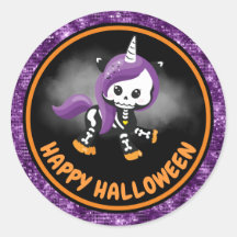 Schattig Eenhoorn Skelet & Paarse Glitters Hallowe