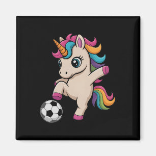 Schattig Eenhoorn Voetbal Gewoon Meisje Dat Van Tr Magneet