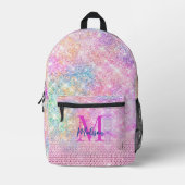 schattig eenhoornroze monogram bedrukte rugzak (Voorkant)