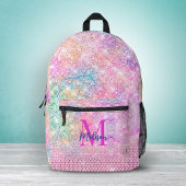 schattig eenhoornroze monogram bedrukte rugzak