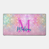 schattig eenhoornroze monogram bureaumat (Voorkant)