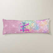 schattig eenhoornroze monogram lichaamskussen (Achterkant)