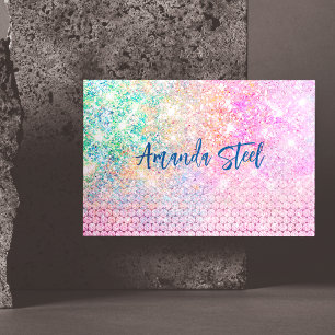 schattig eenhoornroze monogram magnetisch visitekaartje