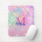 schattig eenhoornroze monogram muismat (Met muis)