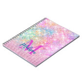 schattig eenhoornroze monogram notitieboek (Linkerzijde)