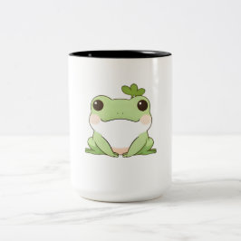 Schattig Eenvoudig Chibi Kikker Natuur Kawaii Ontw Tweekleurige Koffiemok