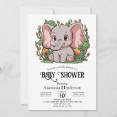 Schattig Eenvoudig Elephant Digitaal Baby shower Kaart (Voorkant)