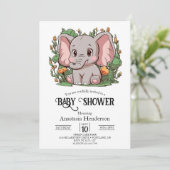 Schattig Eenvoudig Elephant Digitaal Baby shower Kaart (Staand voorkant)
