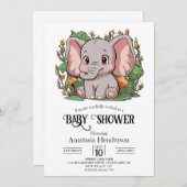 Schattig Eenvoudig Elephant Digitaal Baby shower Kaart (Voorkant / Achterkant)