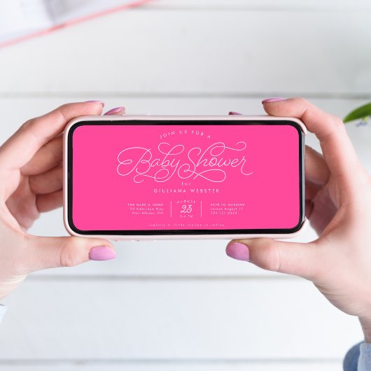 Schattig eenvoudig heet roze baby shower kaart