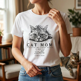 Schattig Eenvoudig Kat Moeder Dames Gepersonalisee T-shirt