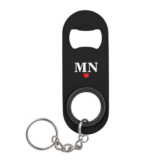 Schattig Eenvoudig Monogram Met Hart Valentijn Mini Flessenopener (Voorkant)