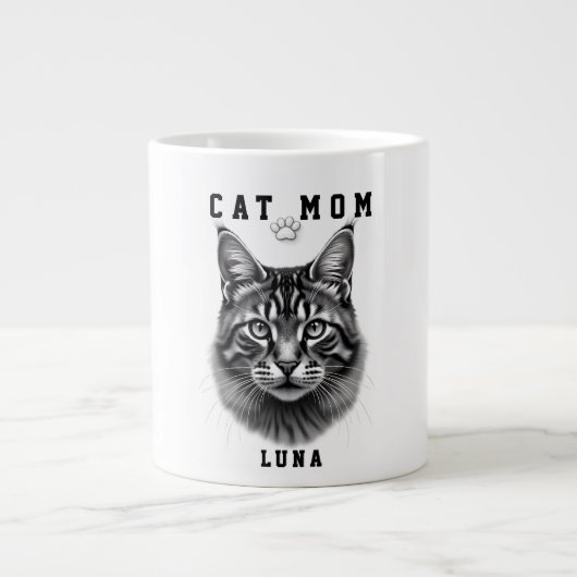 Schattig Eenvoudig Ontwerp Aangepaste Kattenmoeder Grote Koffiekop (Voorkant)
