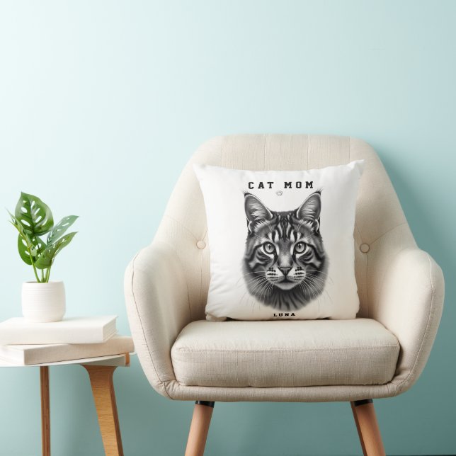 Schattig Eenvoudig Ontwerp Aangepaste Kattenmoeder Kussen (Stoel)