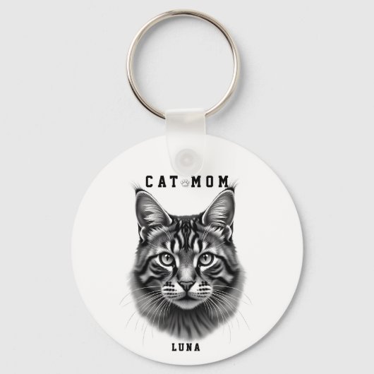 Schattig Eenvoudig Ontwerp Aangepaste Kattenmoeder Sleutelhanger (Voorkant)