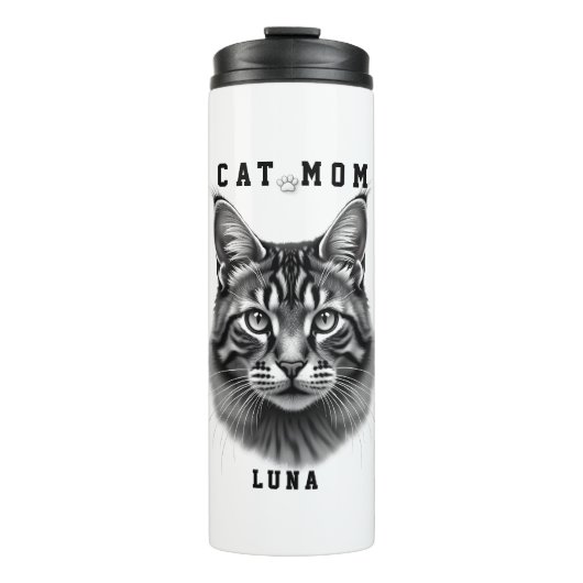 Schattig Eenvoudig Ontwerp Aangepaste Kattenmoeder Thermosbeker (Voorkant)