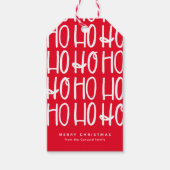Schattig eenvoudig rood wit ho ho ho ho ho ho kers cadeaulabel (Voorkant)