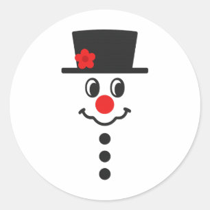 Schattig Eenvoudig Sneeuwmannengezicht Winter Kers Ronde Sticker