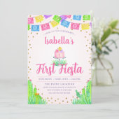 Schattig Eerste Fiesta Meisje 1e Verjaardag Kaart (Staand voorkant)