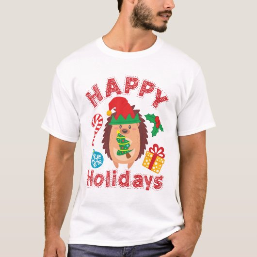 Schattig egel Kerstmis dier T-shirt (Voorkant)