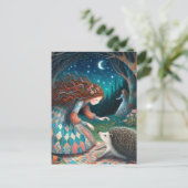 Schattig egel sprookje briefkaart (Staand voorkant)