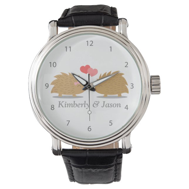 Schattig Egelpaar Verliefd Horloge (Voorkant)