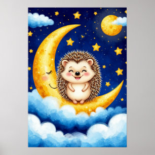 Schattig Egeltje Gouden Halve Maan Poster