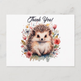 Schattig egeltje in aquarel bloemen Dank je wel Briefkaart
