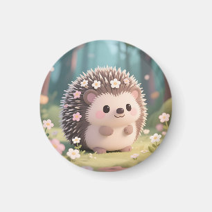 Schattig Egeltje met Bloemen Kawaii Bos Magneet