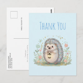 Schattig egeltje met lantaarn bedankt briefkaart