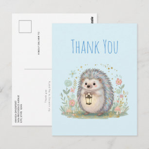 Schattig egeltje met lantaarn bedankt briefkaart