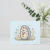 Schattig egeltje met lantaarn briefkaart (Staand voorkant)