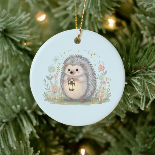 Schattig egeltje met lantaarn keramisch ornament (Boom)