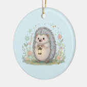 Schattig egeltje met lantaarn keramisch ornament (Links)
